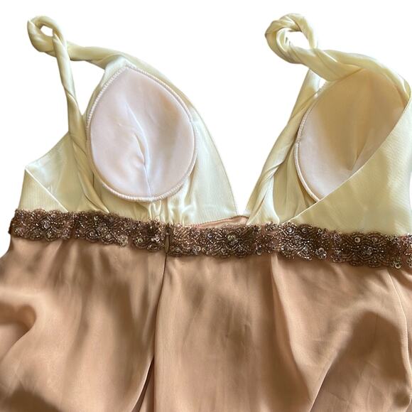 ABS Allen Schwartz Size 4 Satin & Chiffon Special Occasion Dress Beaded Party - Picture 12 of 15